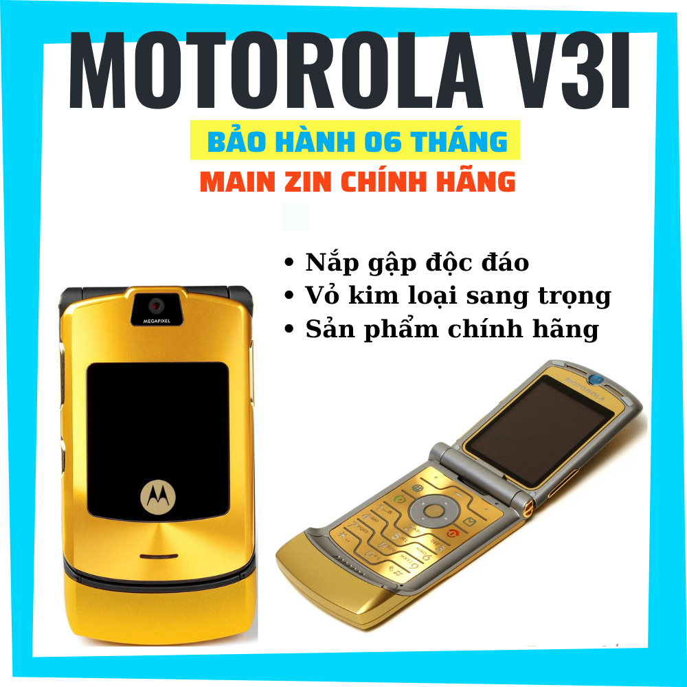 Điện thoại nắp gập Motorola V3 main zin chính hãng, vỏ kim loại chắc chắn
