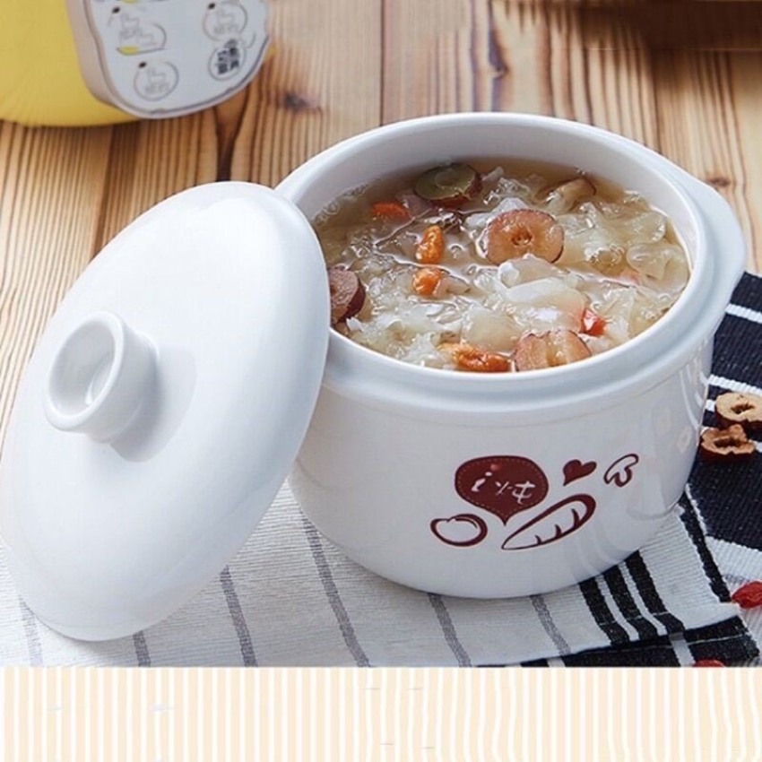 Thố sứ nồi nấu cháo chậm Bear 0.8L, thố sứ chưng yến Freeship Max_Gold house 1984