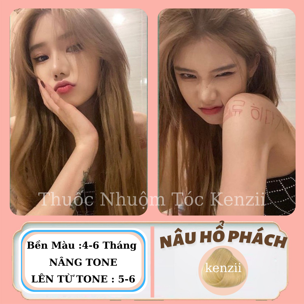 Thuốc nhuộm tóc nâu hổ phách lên từ tone nâu 5 - 6 kenzii - thuốc nhuộm tóc màu nâu hổ phách