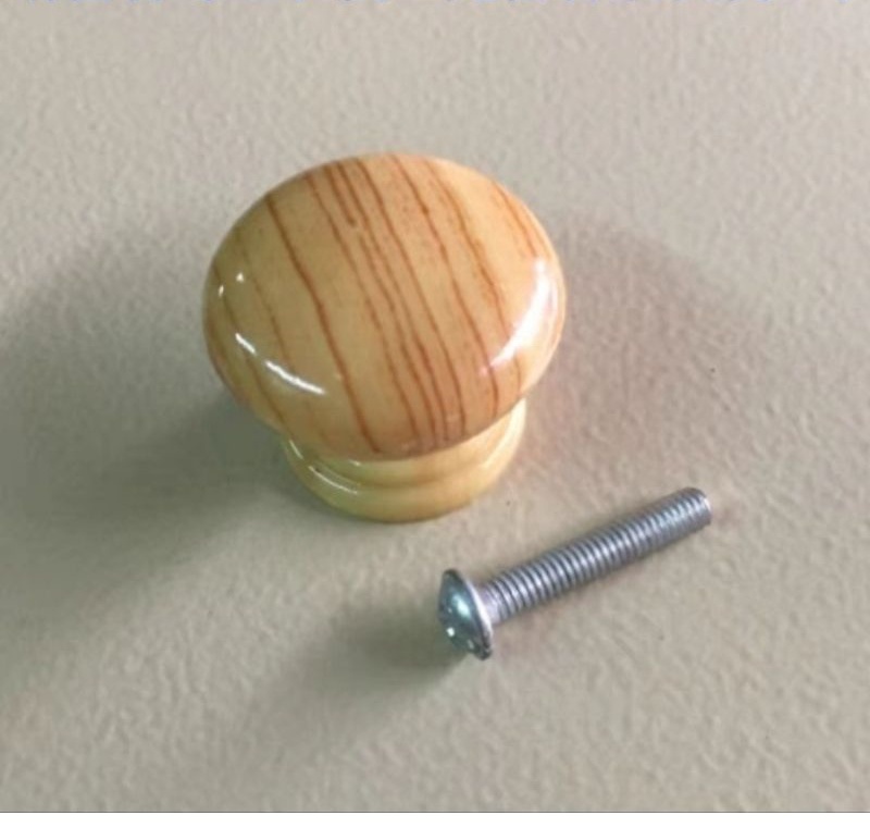  Núm nhựa giả gỗ cao cấp kèm ốc núm tròn bắt cửa tủ ngăn kéo 