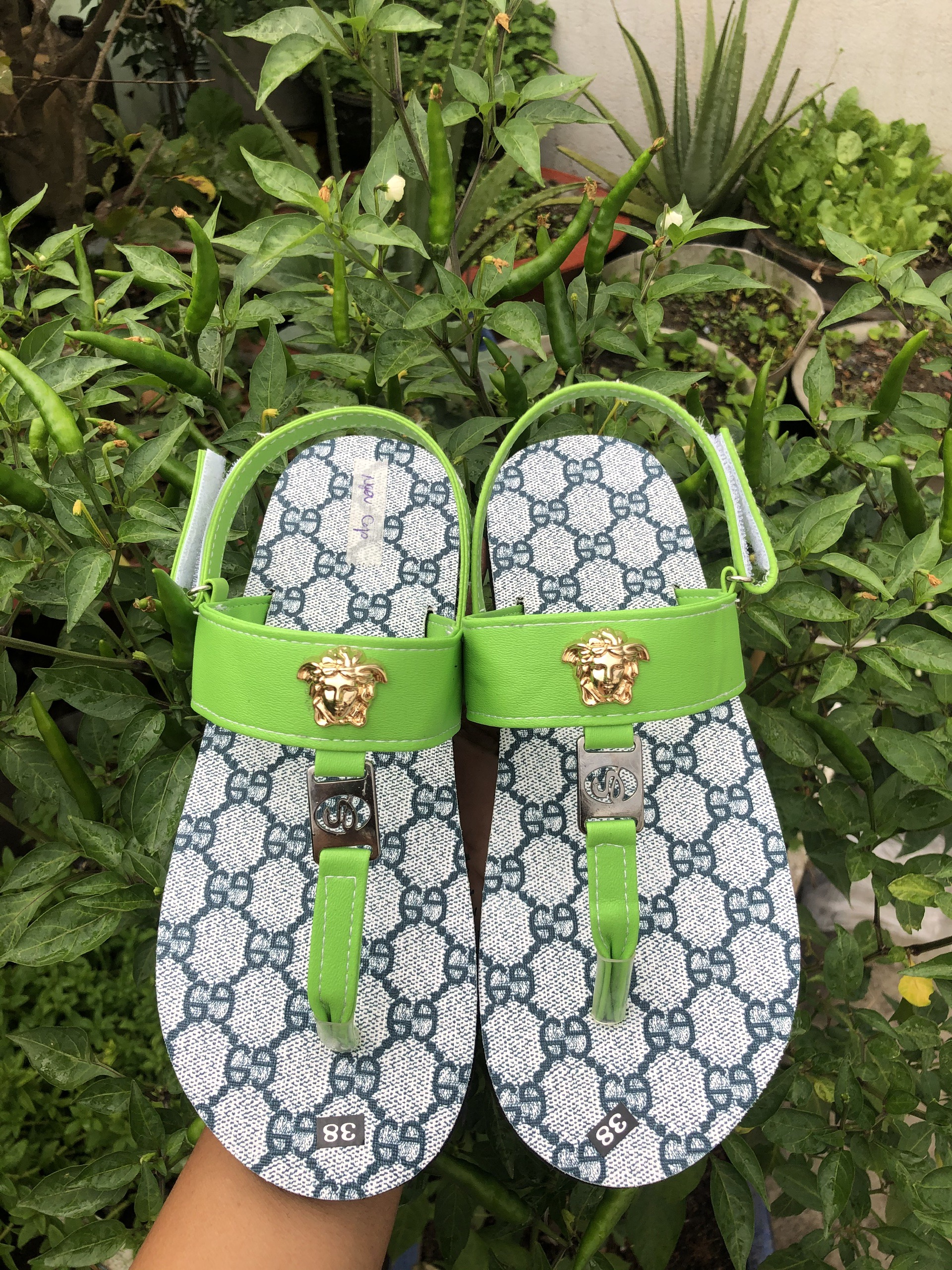 [FREESHIP + HOÀN TIỀN 50K] sandal đồng nai dép quai hậu nữ đế xanh gg quai hậu xanh chuối