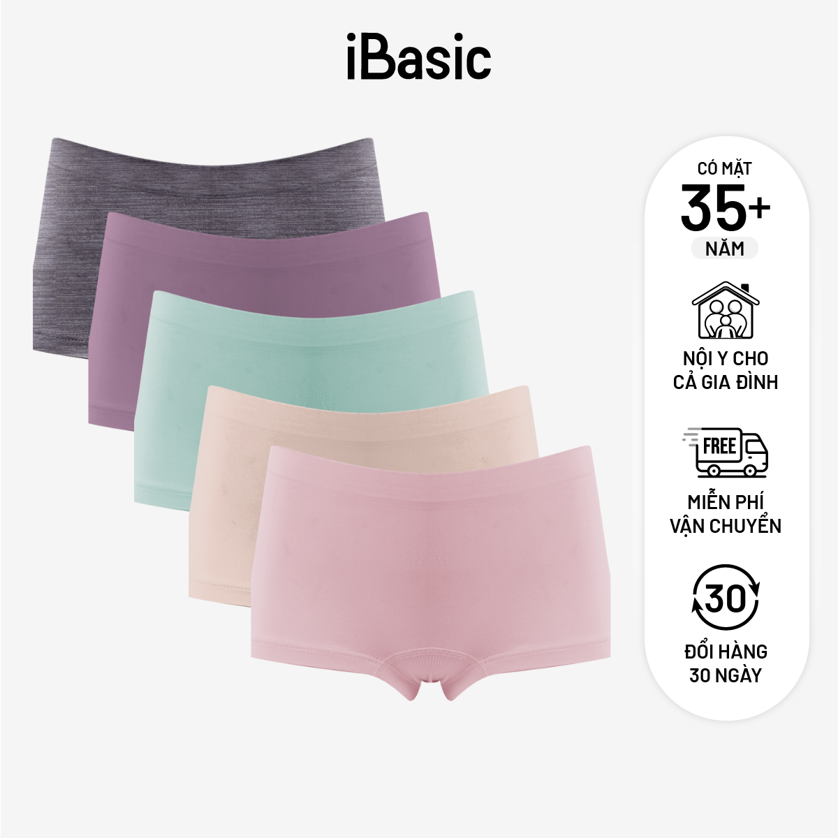  Combo 5 Quần lót bé gái iBasic không đường may seamless phom boyshort PANG026 