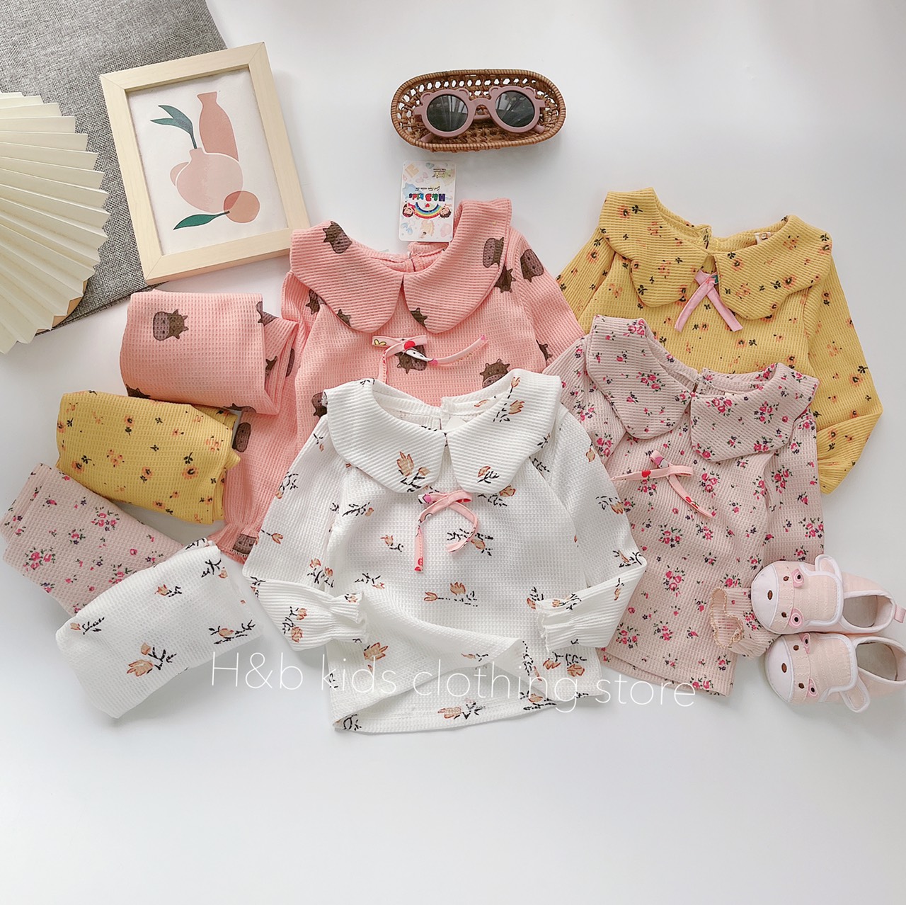 Bộ pijama dài tay cho bé gái, bộ thu đông dễ thương cho bé 7 - 20kg