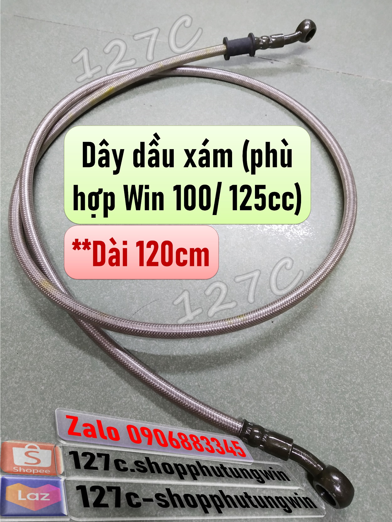 Dây dầu xám phù hợp phanh đĩa win 100/ 125cc