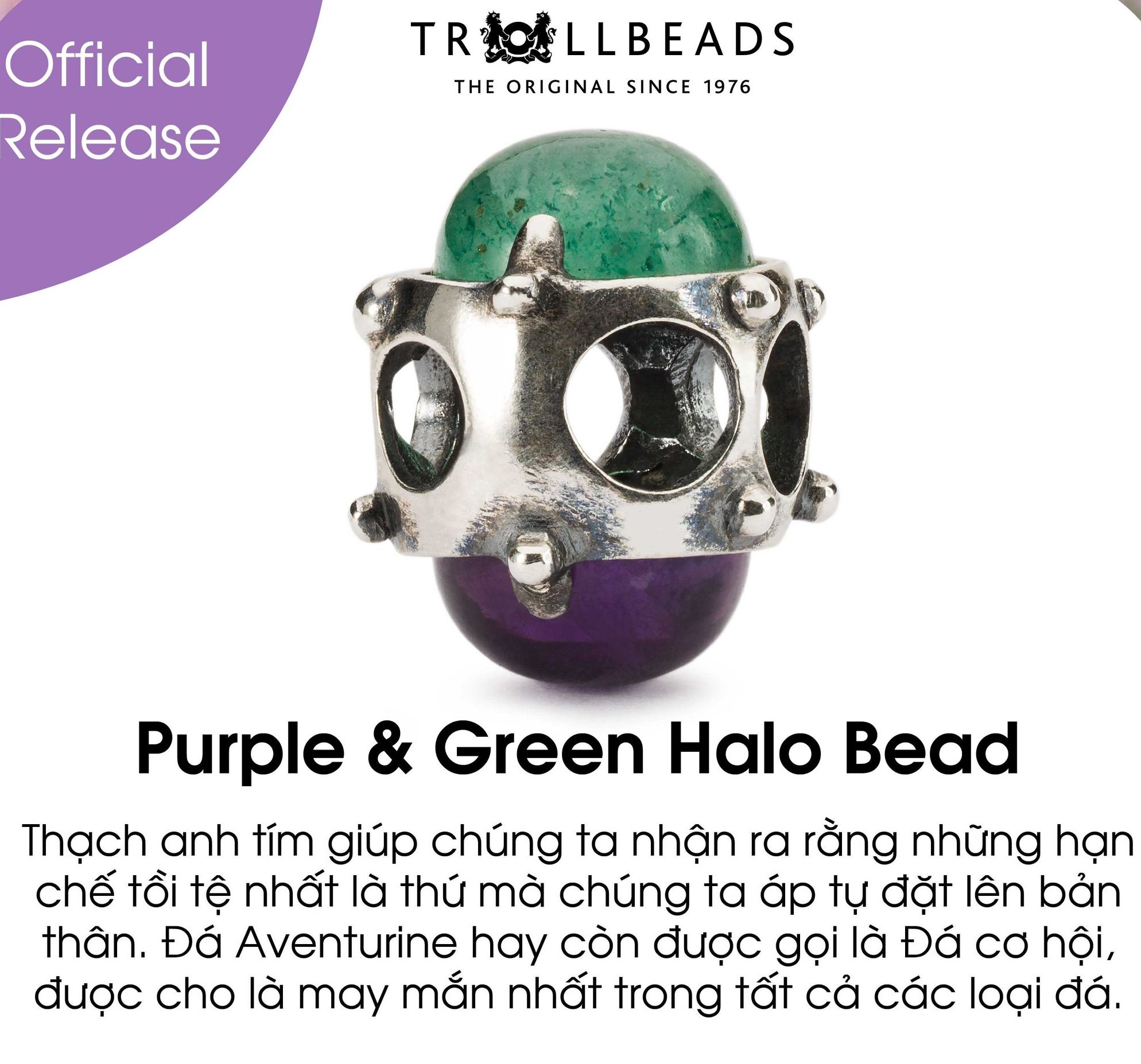 Trollbeads bead bạc cao cấp purple & green halo bead