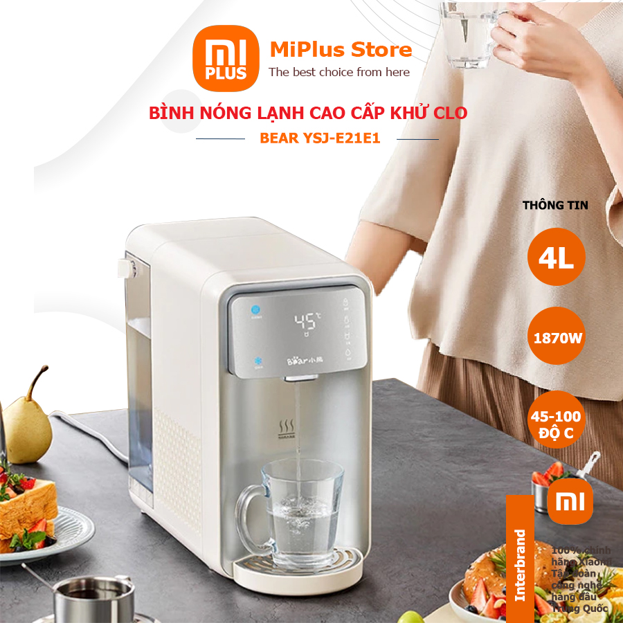 Bình thủy điện Bear YSJ-E21E1 máy đun nước nóng lạnh dung tích 4L công nghệ khử khuẩn UV diệt 99,99% vi khuẩn - BH 12T