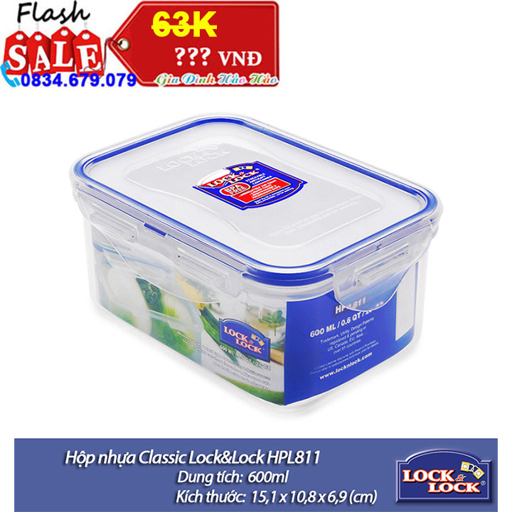 Hộp nhựa bảo quản classic lock&lock hpl811 - 600ml