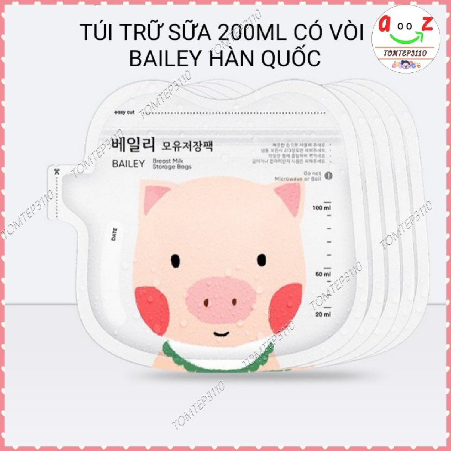 Túi Trữ Sữa Có Vòi 200ML Hãng BAILEY Hàn Quốc Không Chứa BPA An Toàn Cho