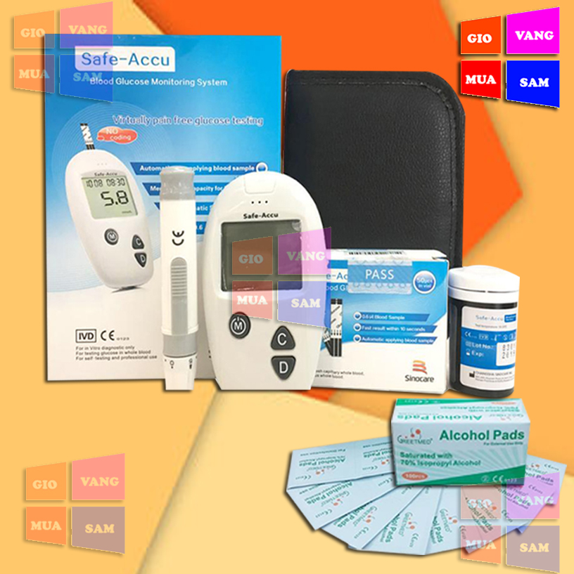 Máy Đo Đường Huyết Sinocare Safe Accu 50 que  thử + 50 kim chích máu