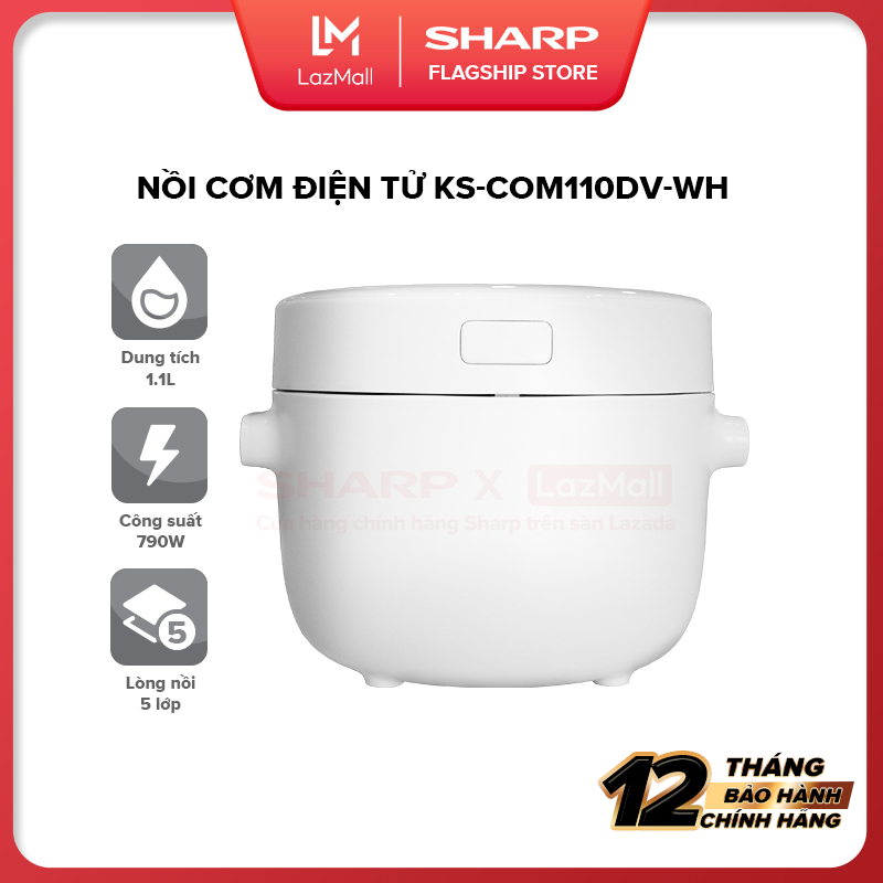 Nồi cơm điện sharp ks-com110dv-wh - hàng chính hãng uy tín bảo hành 12 tháng