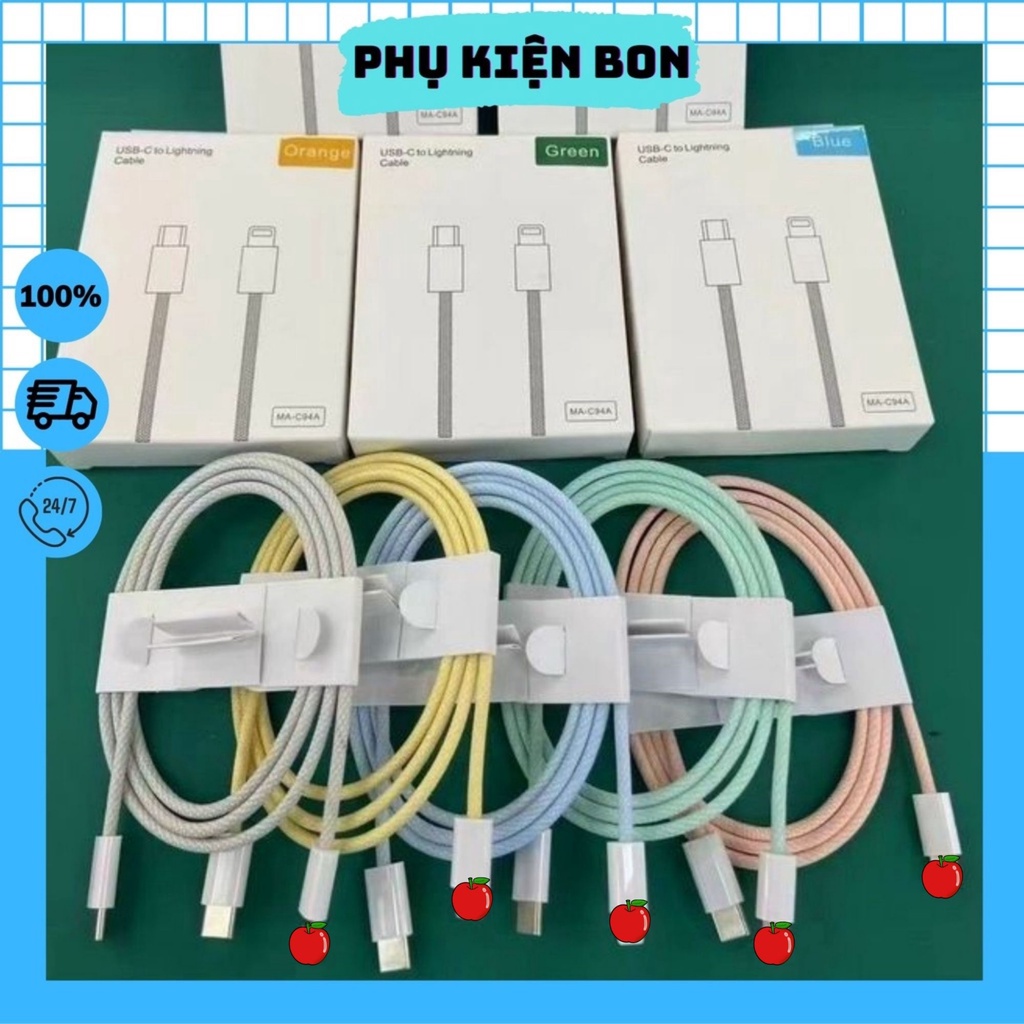 Cáp sạc nhanh pd c to cáp sạc ip dây dù 1m cho điện thoại ip xs max 11 12 13 pro promax