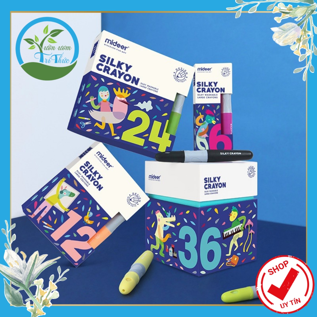[Freeship + Qùa tặng] Bộ bút sáp màu lụa Silky Crayon hãng Mideer tô mướt mịn. mềm như lụa 36 màu (Nanashop1)