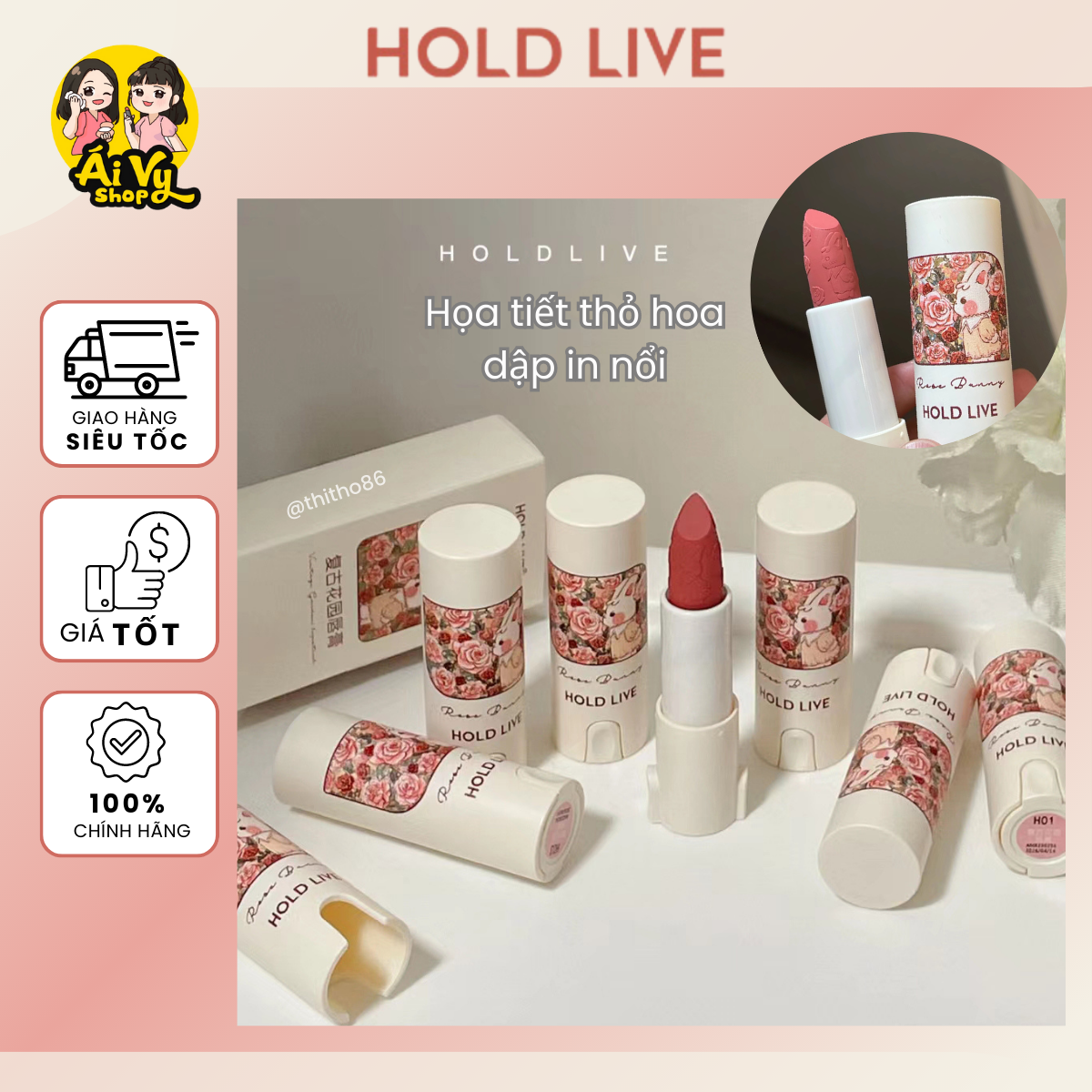 Son thỏi thỏ hoa hold live rose bunny cardiac hl662 - holdlive