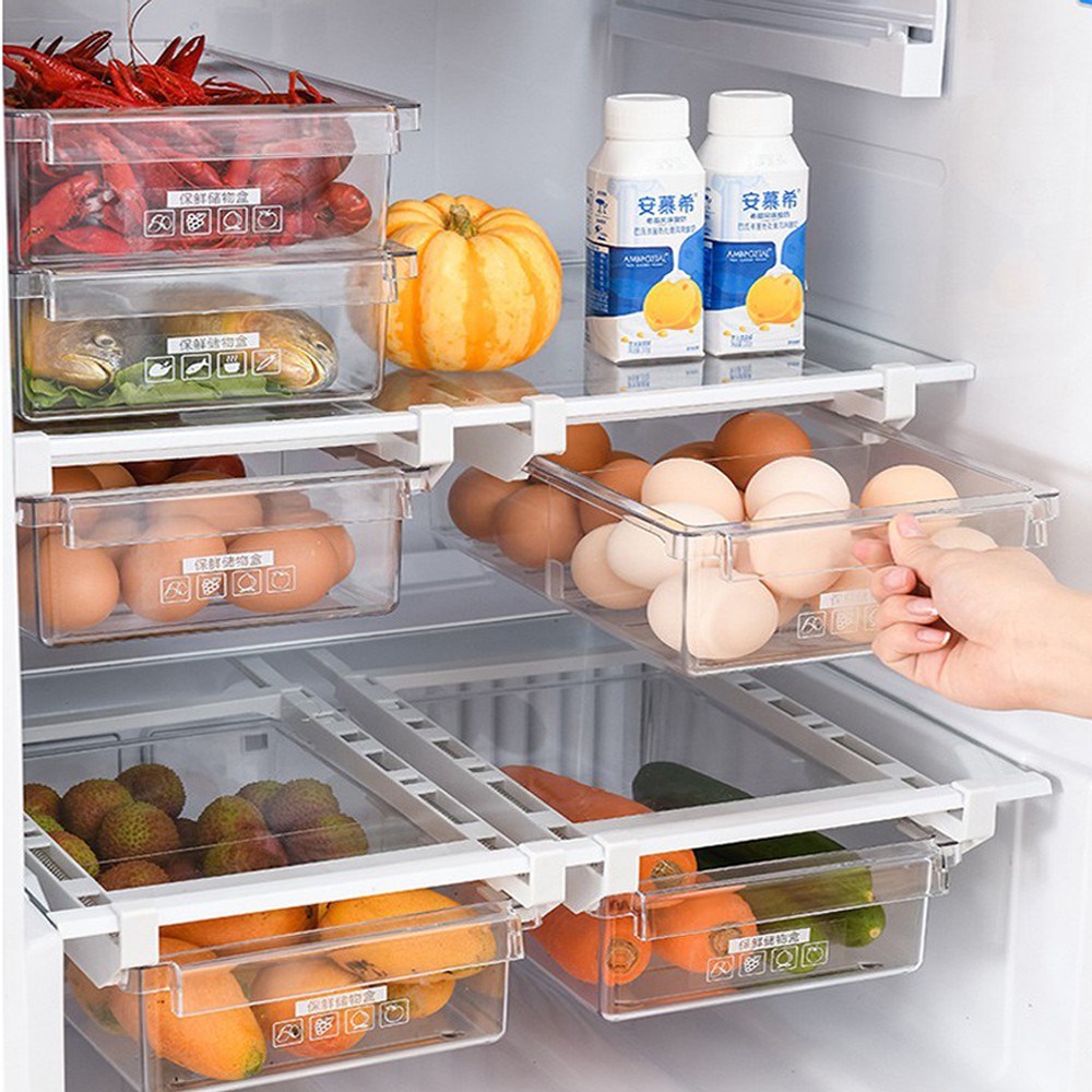 Khay mở rộng tủ lạnh cao cấp, Khay kéo đựng thực phẩm để tủ lạnh thông minh