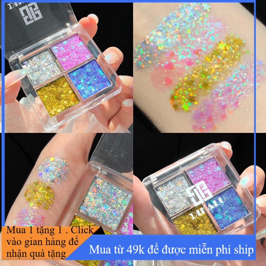 Nhũ mắt kim tuyến lấp lánh 4 ô DIKALU sẵn gel