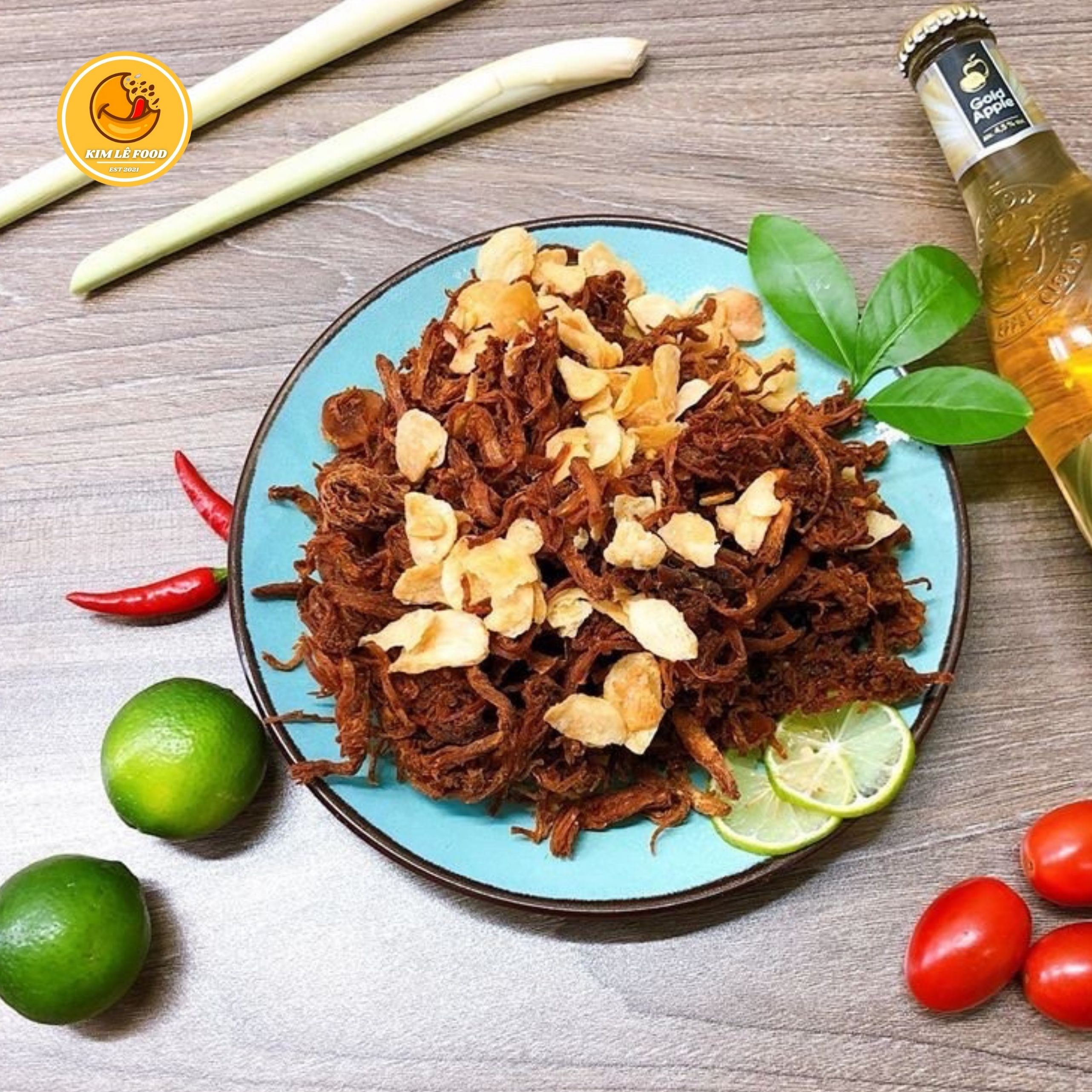 Khô Heo Cháy Tỏi Thơm Ngon Lon 300g Đồ Ăn Vặt Ngon | Kim Lê Food