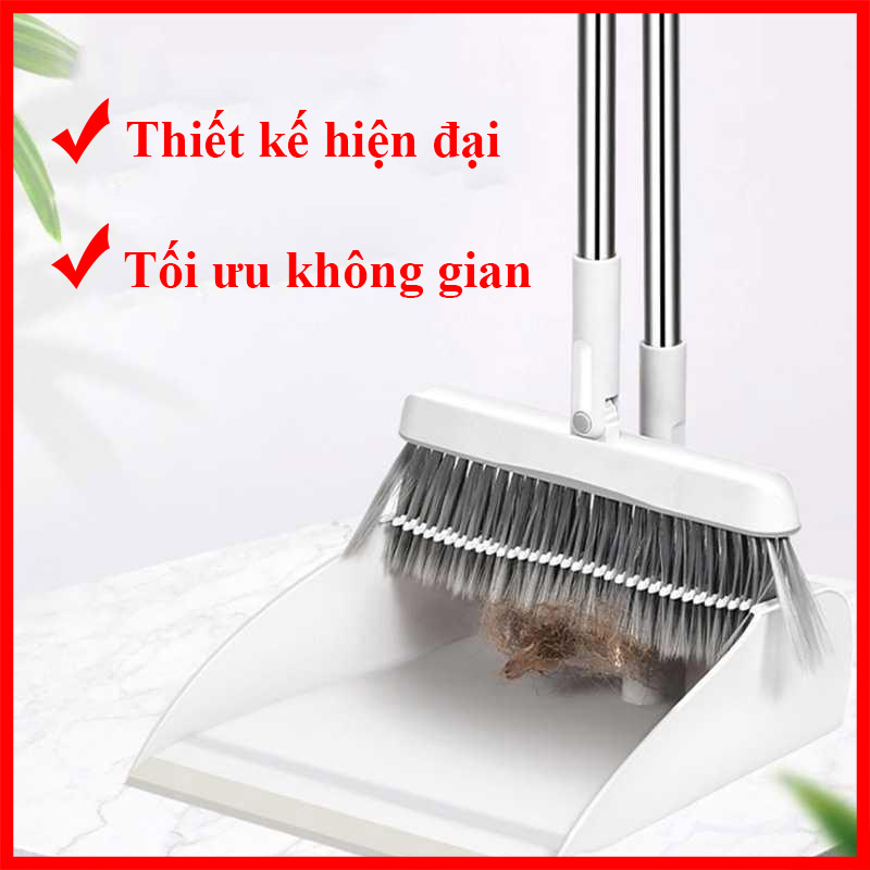 Chối Quét Bụi Có Thể Xoay Được, Bộ Dụng Cụ Quét Bụi Gồm Chổi Xếp Lại Được Và Ky Hốt Rác - Chổi Quét Nhà Thông Minh 2in1