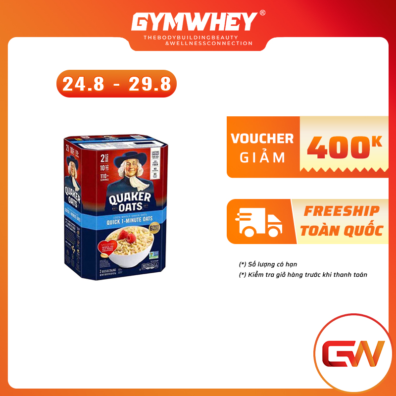 Yến Mạch Cán Mỏng Giảm Cân Ăn Liền Quaker Oats Quick 1 Minute (4.52kg)