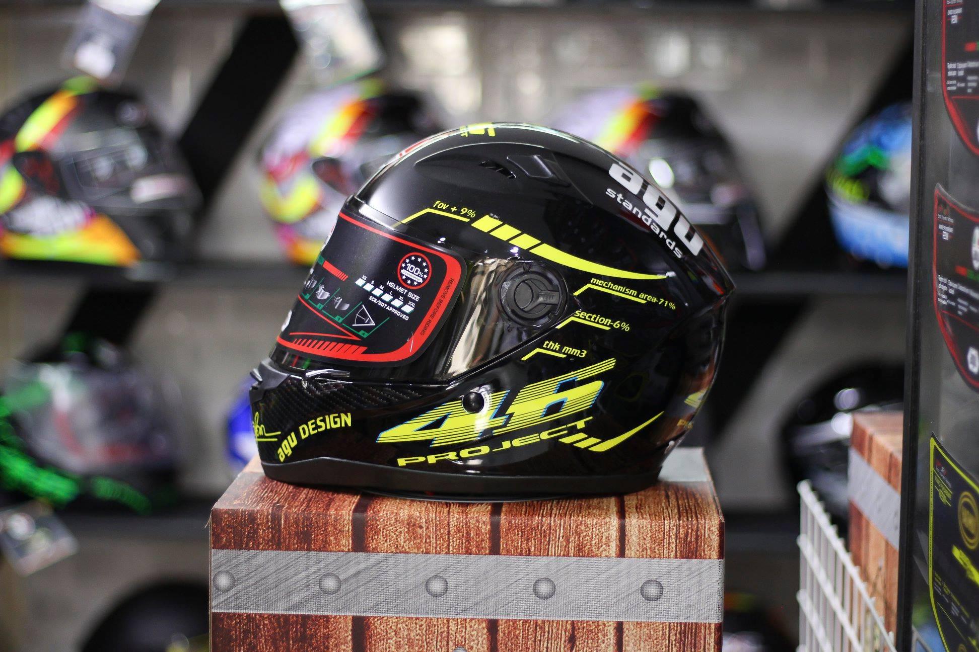 Nón Fullface AGU tem 46, tặng túi đựng nón