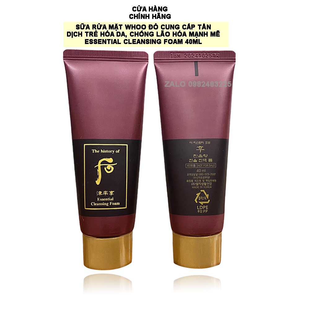 Sữa rửa mặt làm sáng da,tăng tuần hoàn máu,giúp da hồng hào whoo đỏ essential cleansing foam