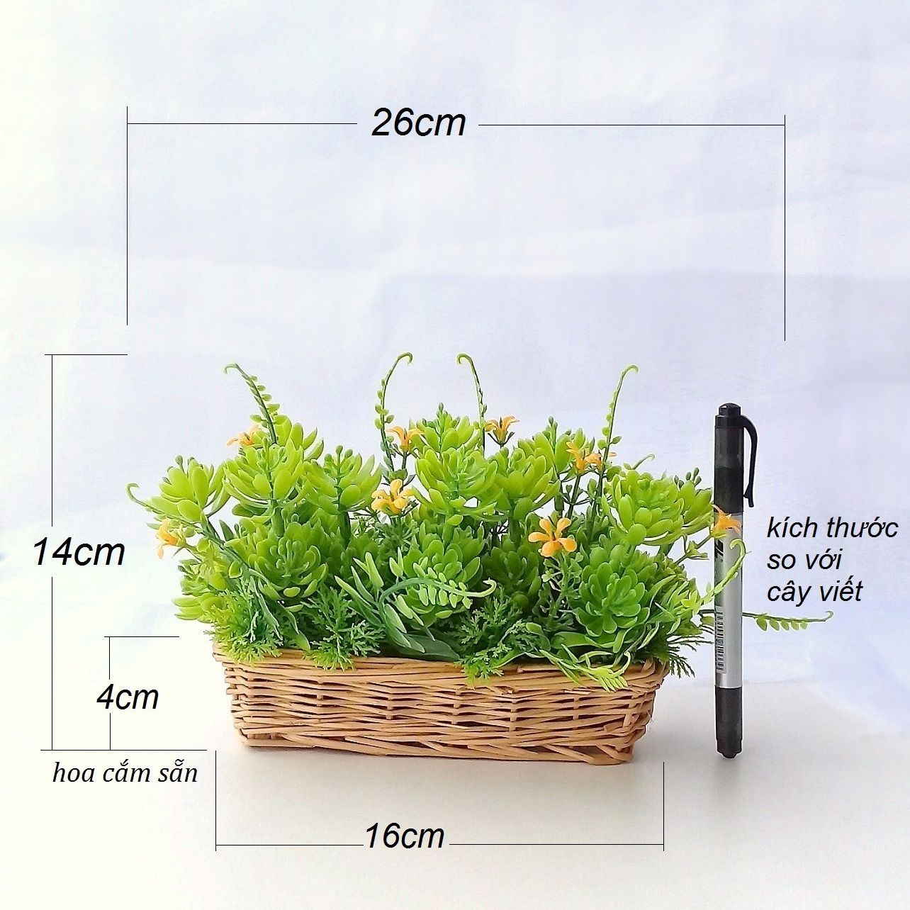 Lá giả - Khay sen đá xanh mướt - hoa giả trang trí - hoa giả nhỏ - hoa để bàn