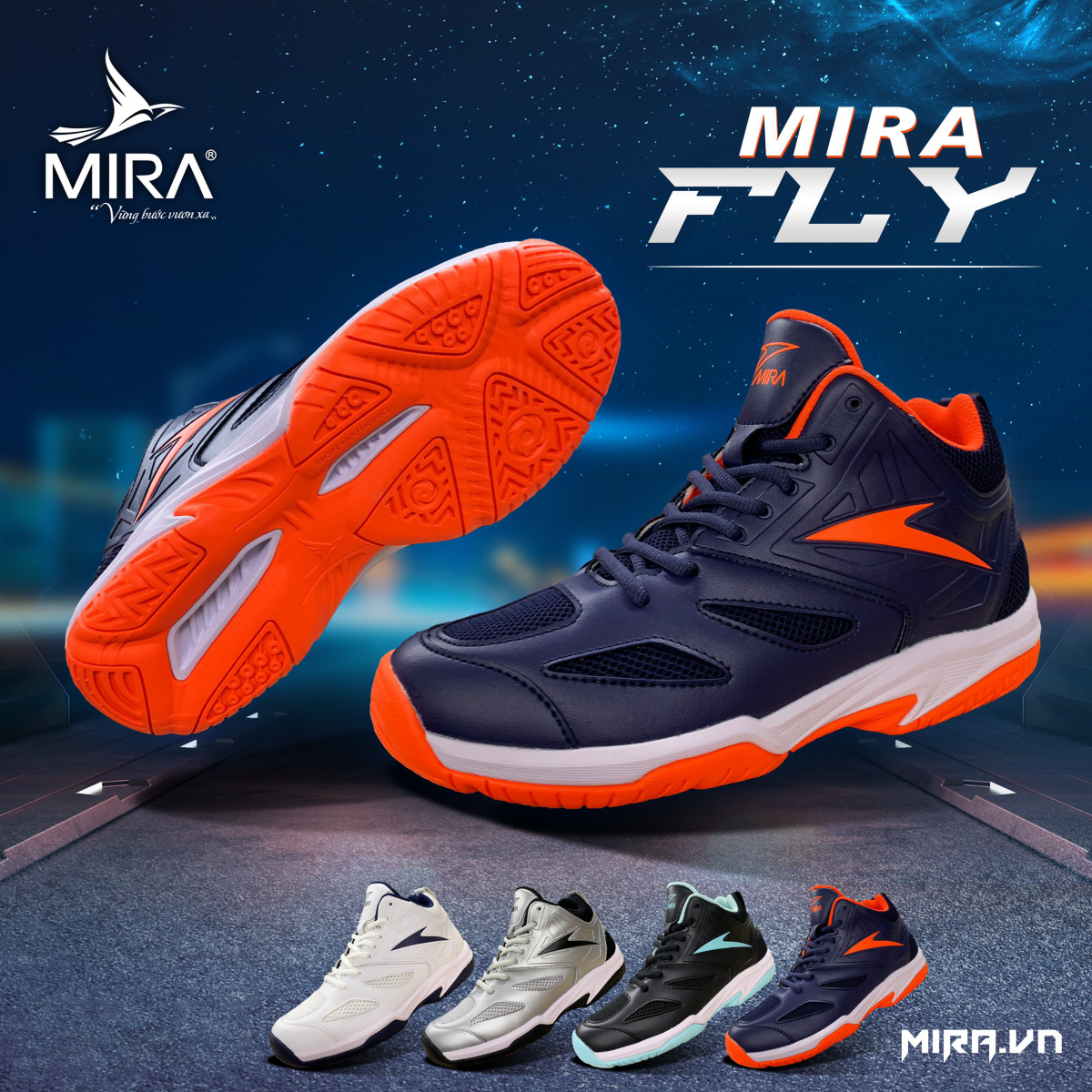 Giày bóng chuyền cổ cao, bền đẹp Mira Fly mẫu mới 2023