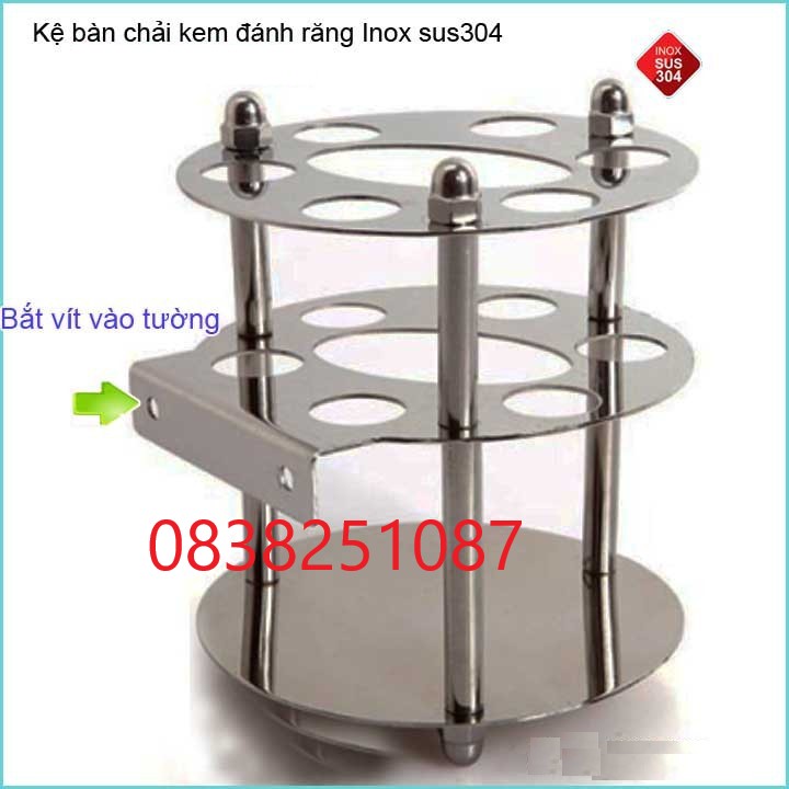Kệ bàn chải inox KBC04 kệ bàn chải kem đánh răng bằng inox 304