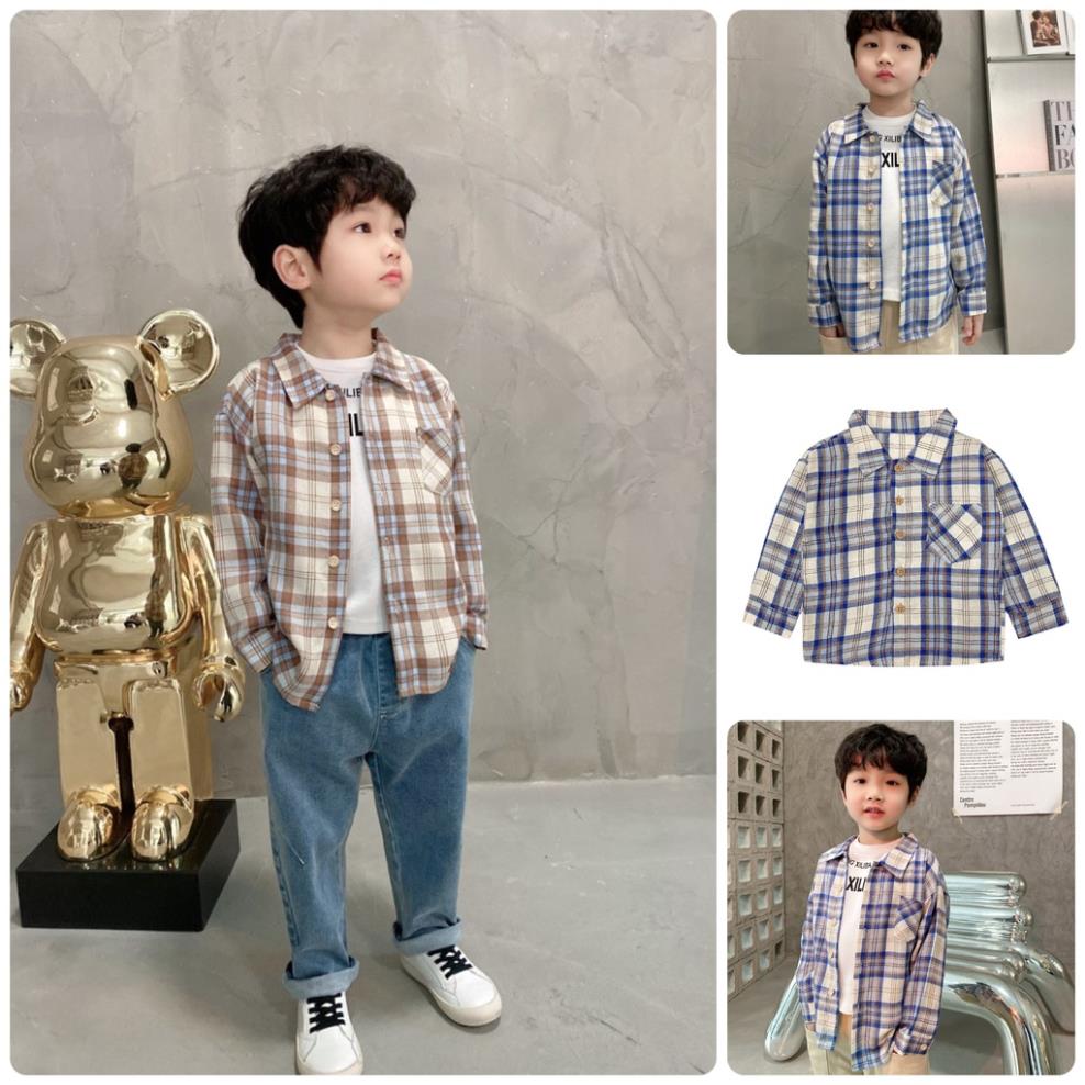 IST1 Size90-130 (6-27kg) Áo sơ mi cho bé trai hiệu XILIBA, cotton 100% Freeship Hàng Quảng Châu Thời trang trẻ em