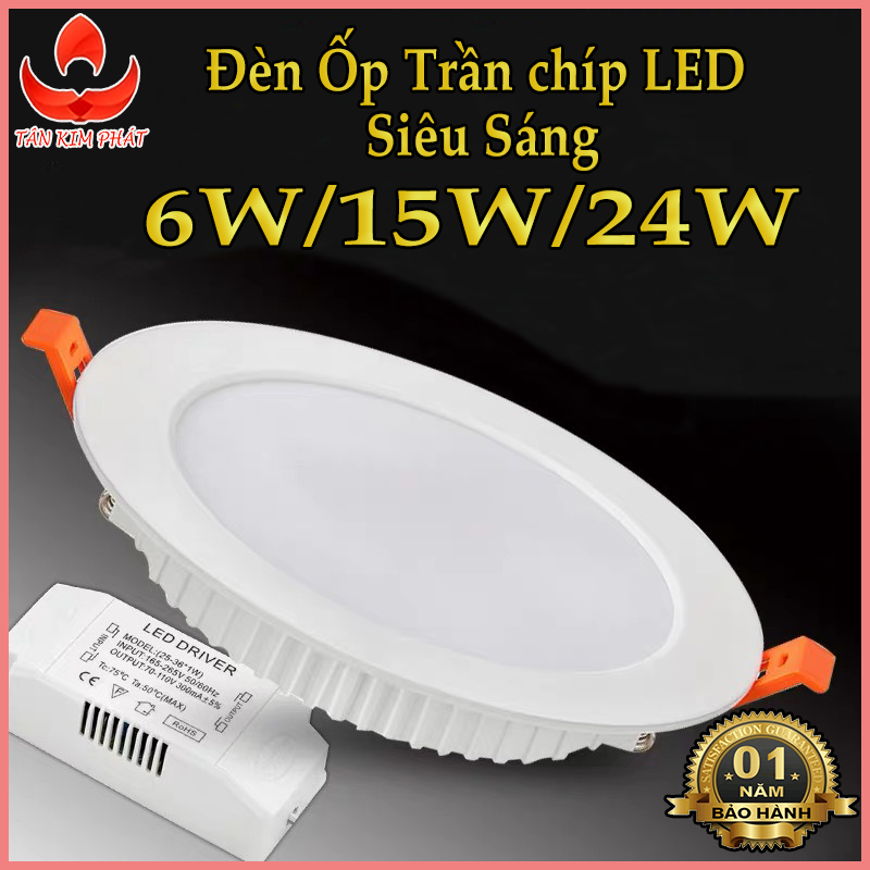 dèn Led âm trần siêu mỏng công suất  24W tiết kiệm điện chất liệu nhôm ánh sáng trắng bảo hành 12 tháng