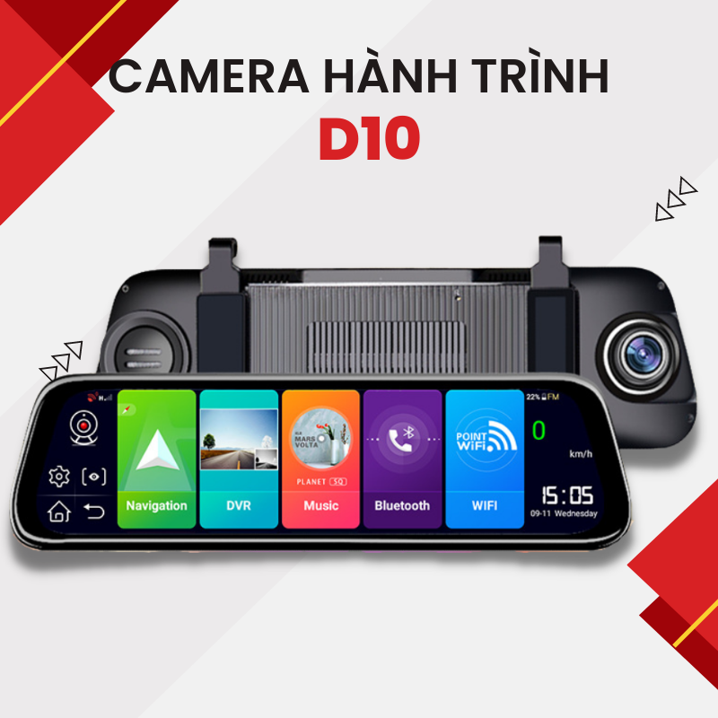 Camera hành trình ô tô D10 độ phân giải FHD cảnh báo va chạm lệch làn hỗ trợ quay đêm định vị GPS bảo hành 12 tháng