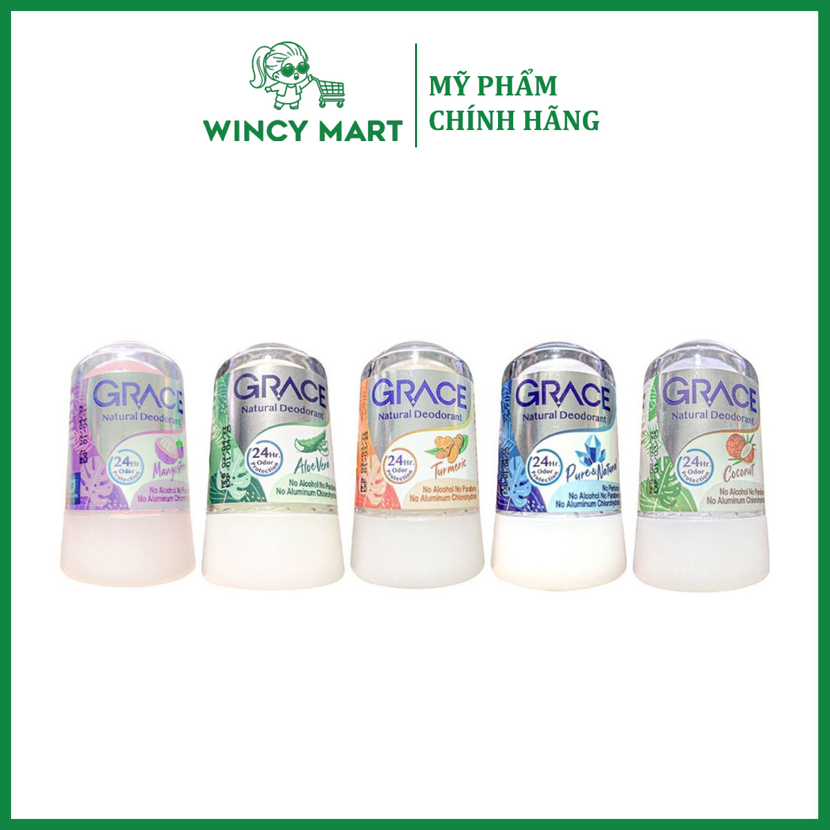  Lăn Nách Khử Mùi Đá Khoáng GRACE Natural Deodorant Nội Địa Thái Lan 70g 