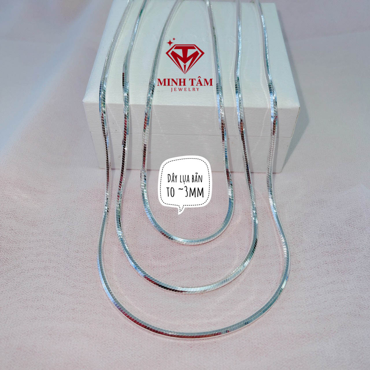 Dây chuyền bạc nam dây lụa bạc 925 bản to ~3mm Minh Tâm Jewelry