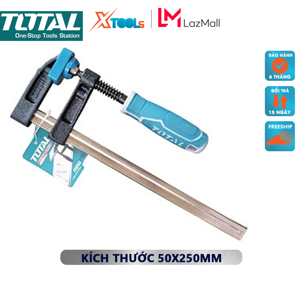 Kẹp gỗ chữ F Total Cảo chữ F thép không gỉ cố định lên bàn thợ mộc, bàn thợ cơ khí