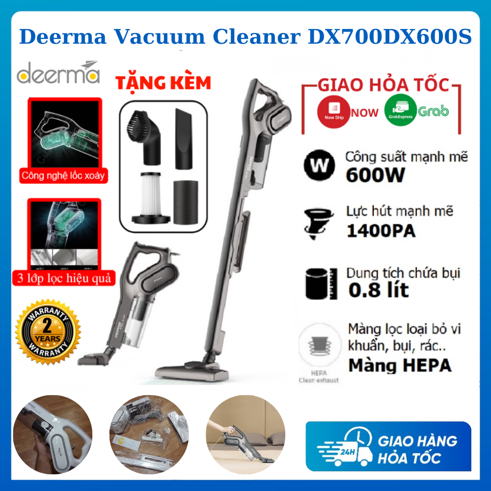 Máy Hút Bụi Cầm Tay Deerma Vacuum Cleaner DX700S DX700 Công suất600 Lực hút mạnh 15000Pa Bảo hành 2 NĂM