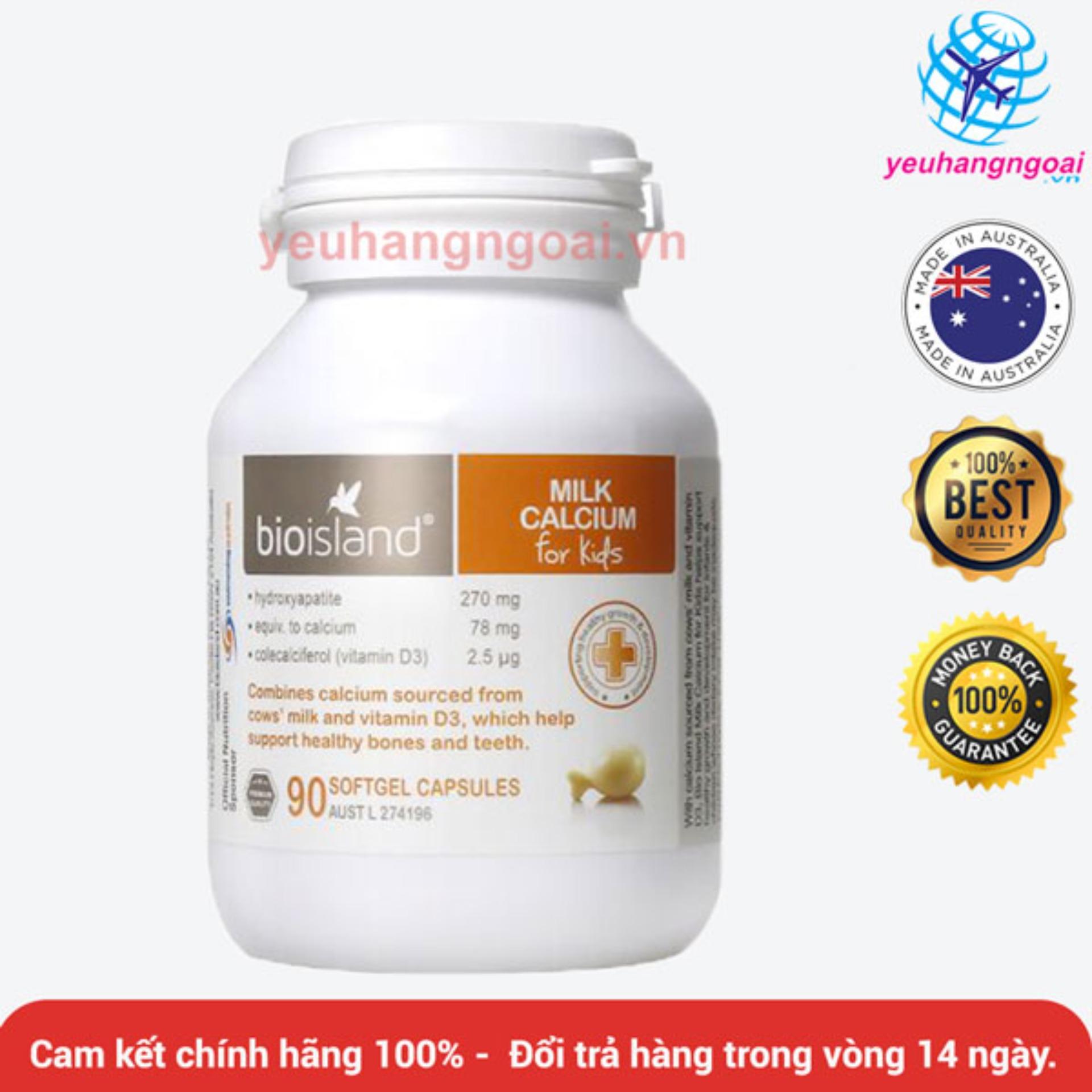 Bổ sung canxi cho bé Milk Calcium BioIsland 90v