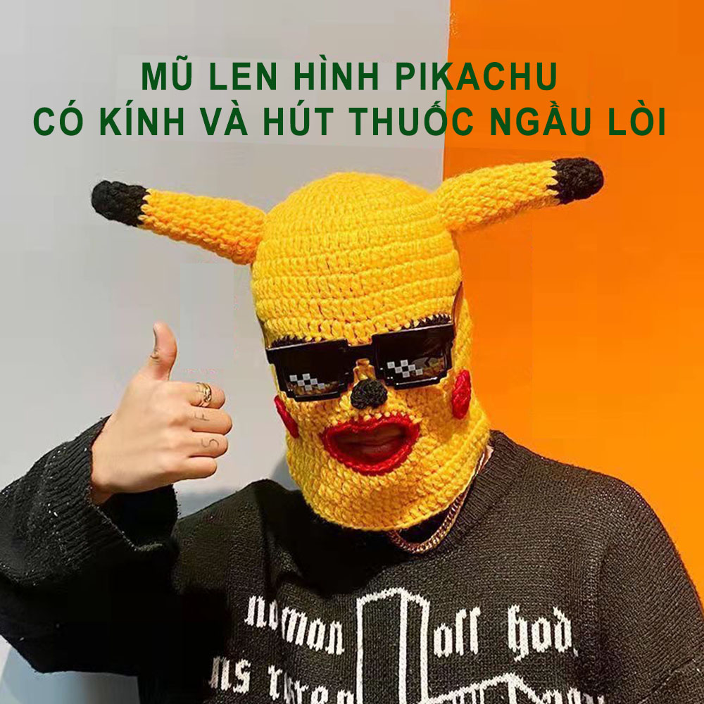 Mũ len hình Pikachu đội đầu hài hước, Mũ Len đội đầu độc lạ