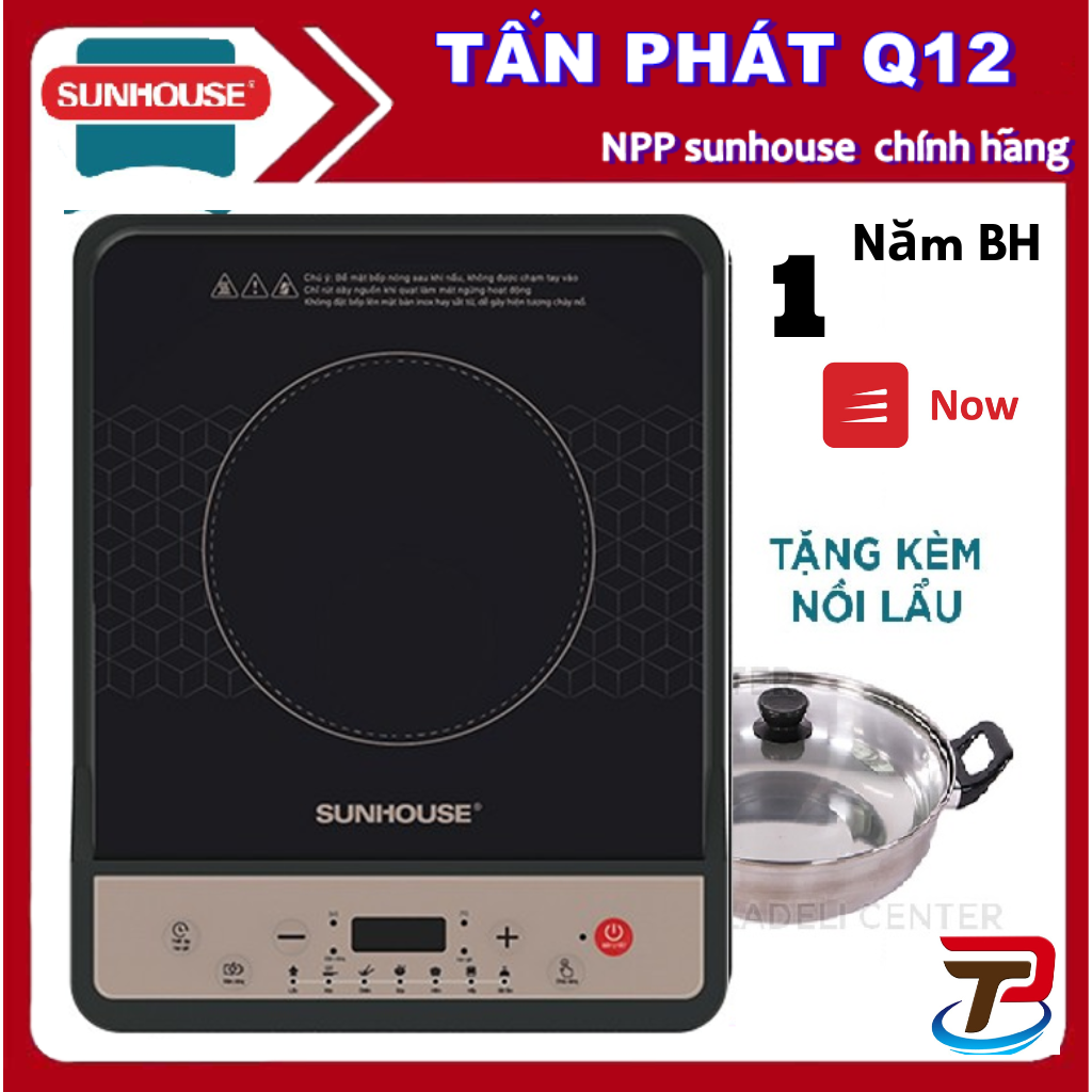 BẾP TỪ SUNHOUSE SHD6160 HOẶC SHD6162  TẶNG KÈM NỒI (, PHÍM CƠ, BẢO HÀNH 12 THÁNG)