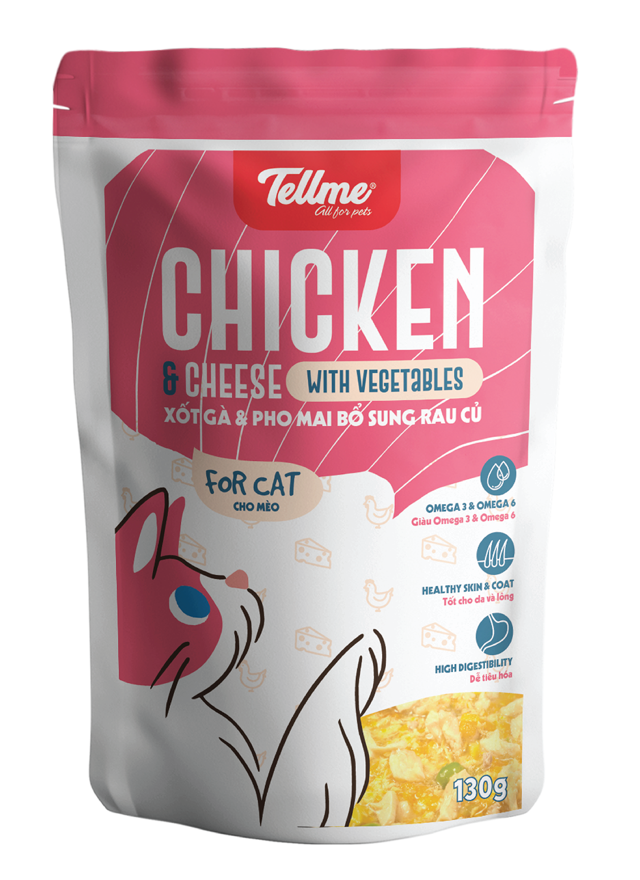 TELLME CHICKEN & CHEESE with Vegetables For Cat, 130g