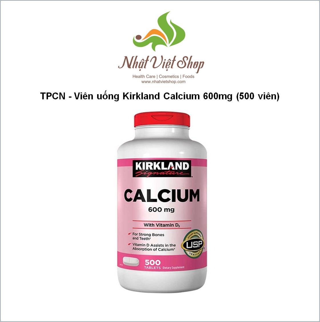 Viên Uống Kirkland Calcium Citrate Magnesium and Zinc, Vitamin D3 500 viên