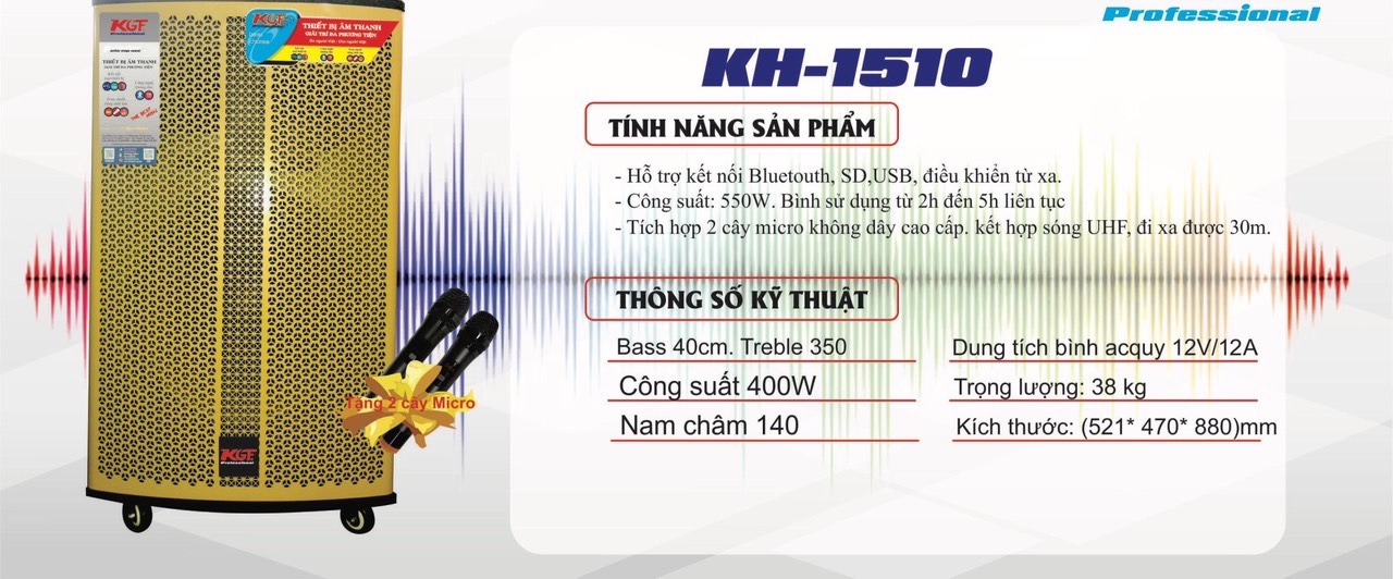 Loa kéo gỗ kozio 4 tấc kh-1510