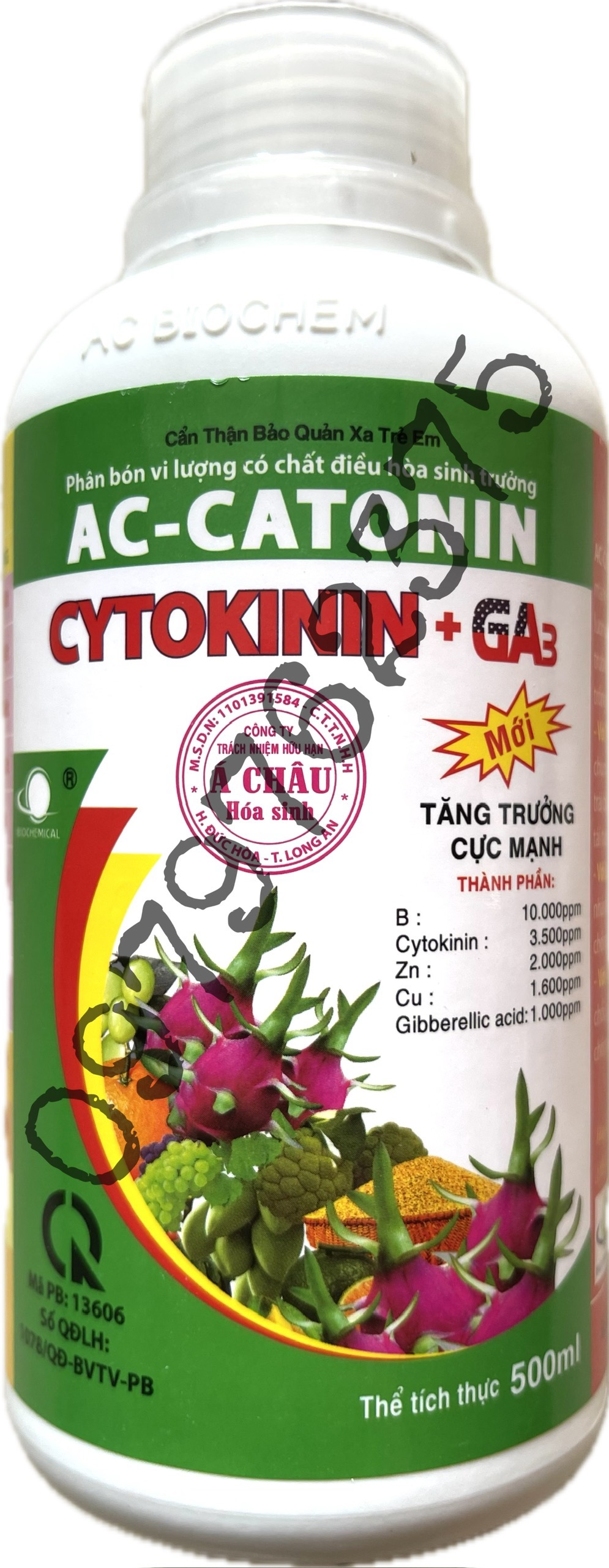 Phân Bón Vi Lượng - AC-CATONIN  - CYTOKININ + GA3 - Tăng Trưởng Cực Mạnh - Chai 500ml