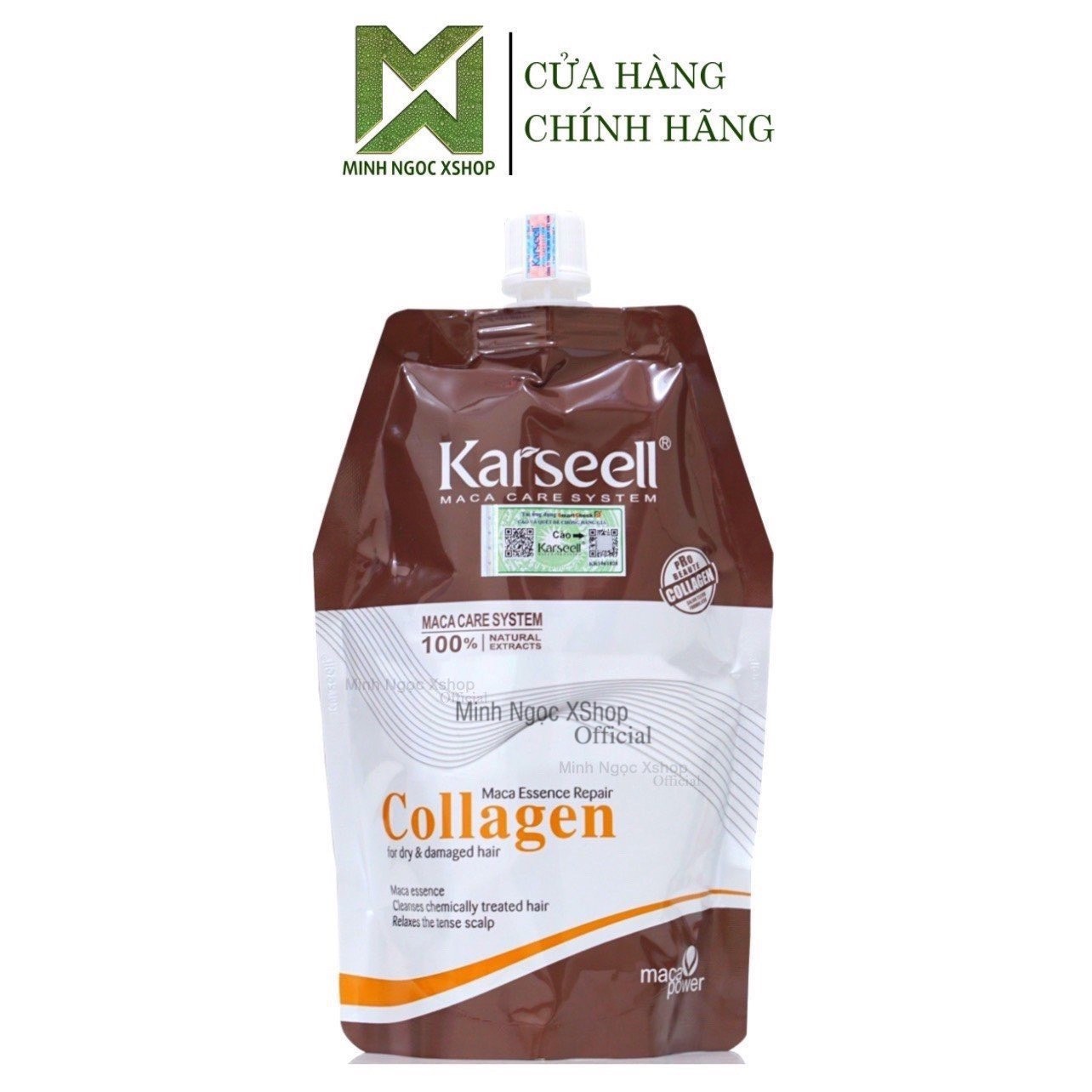 Kem ủ tóc, dầu hấp phục hồi siêu mượt Collagen Karseell dạng túi 500ML