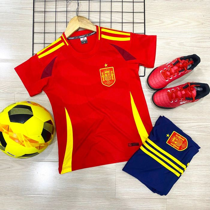Quần áo Bóng đá Trẻ em đội tuyển Spain, Quần áo đá banh Trẻ em đội tuyển Tây Ban Nha MẪU MỚI