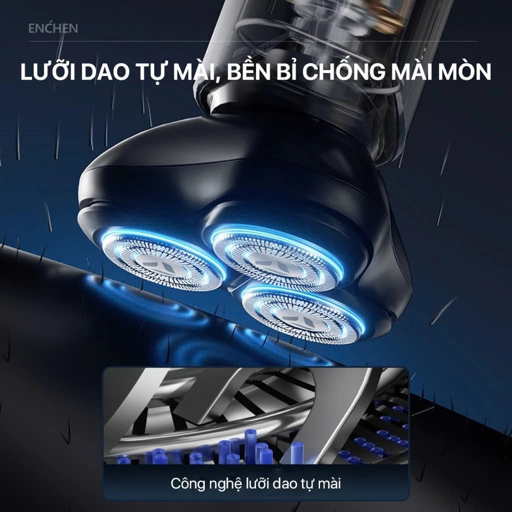 Máy cạo râu Enchen Blackstone 8 lưỡi dao 3D, lưới kép siêu mỏng, chống nước IPX7 - BH 12 tháng