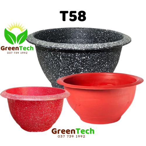 Chậu Nhựa T58 Truyển Thông Trồng Cây, Giả Đá, Không Lỗ T58 Trồng Sen