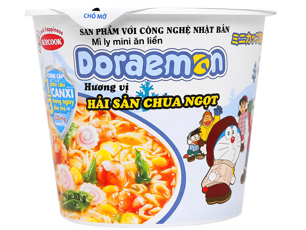 Mì ly doraemon hải sản chua ngọt 53 gram | mì cốc doremon vị hải sản chua ngọt 53g