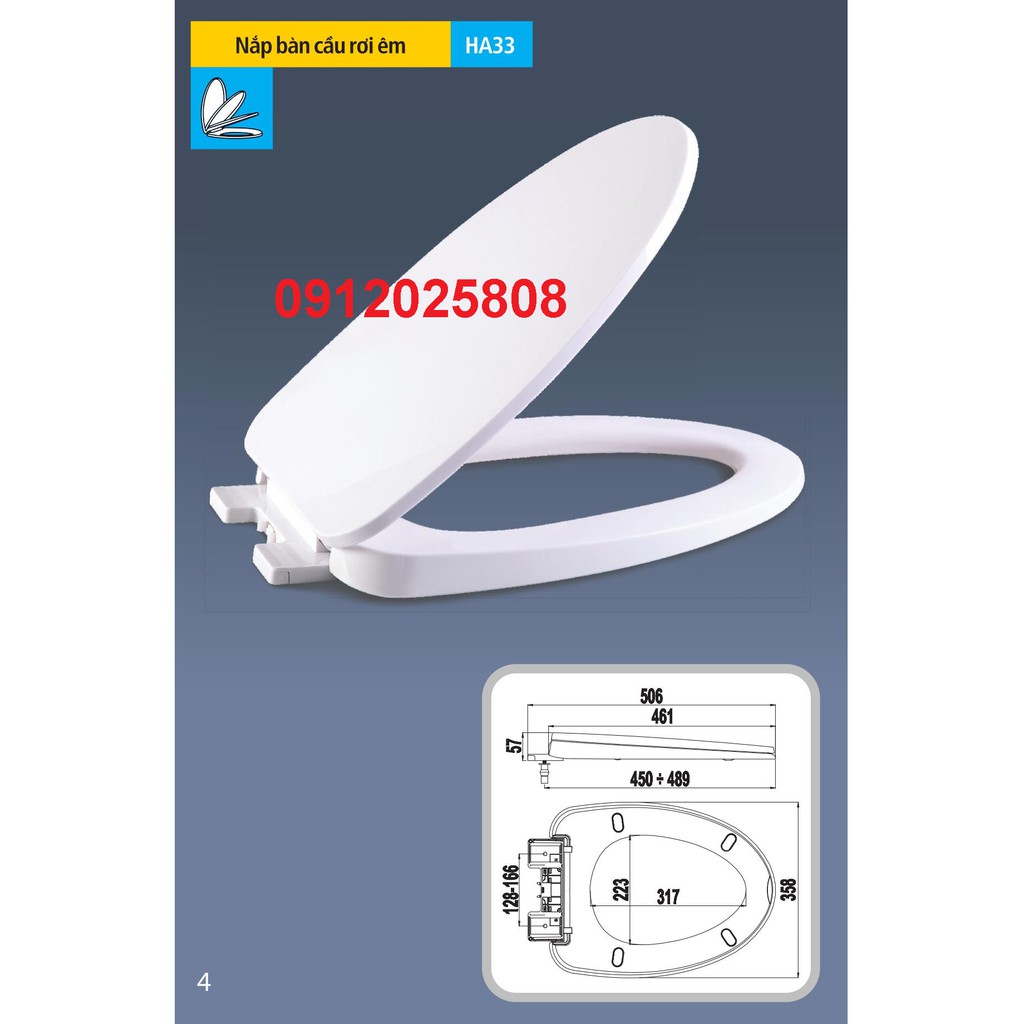 Ha33 - nắp bồn cầu rơi êm tháo lắp nhanh