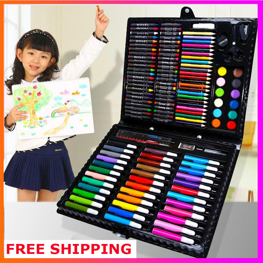 [HCM](Quà Tặng Cho Bé) Bộ bút màu tập tô cho bé 150pcs Cho bé yêu thỏa mái sáng tạo.Bộ đồ dùng học sinh.