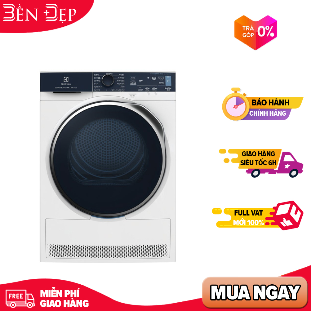 Máy sấy bơm nhiệt Electrolux 8kg EDH804H5WB (Giá áp dụng giao tại HN, HCM& các tỉnh liên hệ shop)