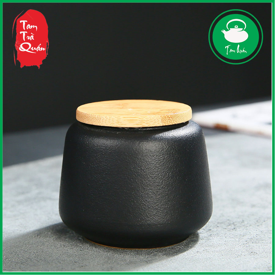 Hũ đựng trà gốm Đức Hóa ( hắc nê)